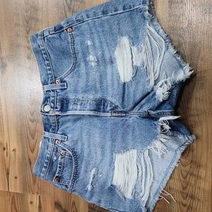 Levis 501 Classic Distressed Button Fly‎ Shorts Size 28